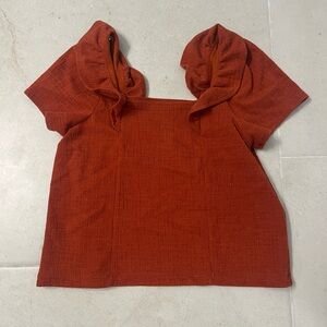Madewell Terracotta Ruffle Blouse